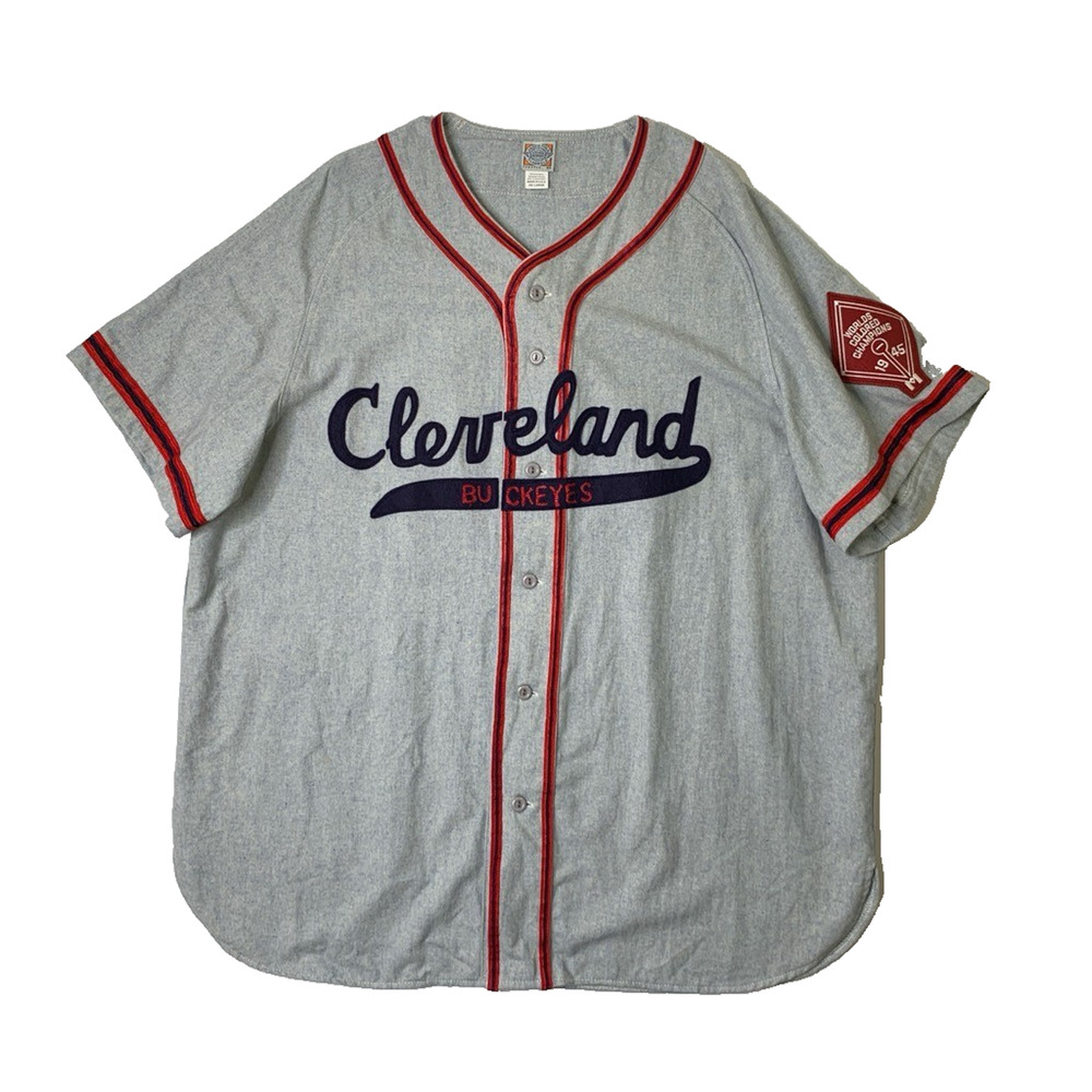 Vintage Cleveland Buckeyes Jersey Men XXL Wool 1945 Colored Ebbets Field Flannel